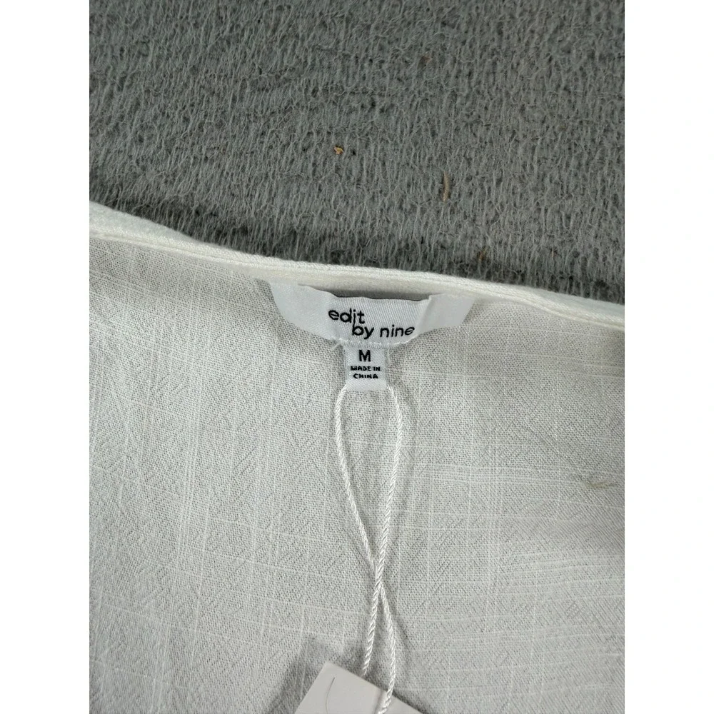 Edit by Nine Vest‎ Womens Medium White Rayon Cropped Top Casual Scoop Neck NWT